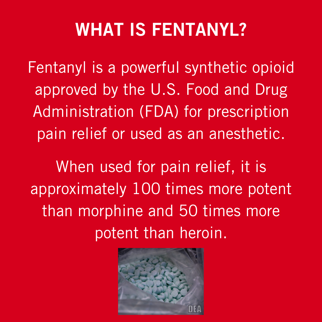 Picture of fentanyl pills and information about what fentanyl is.