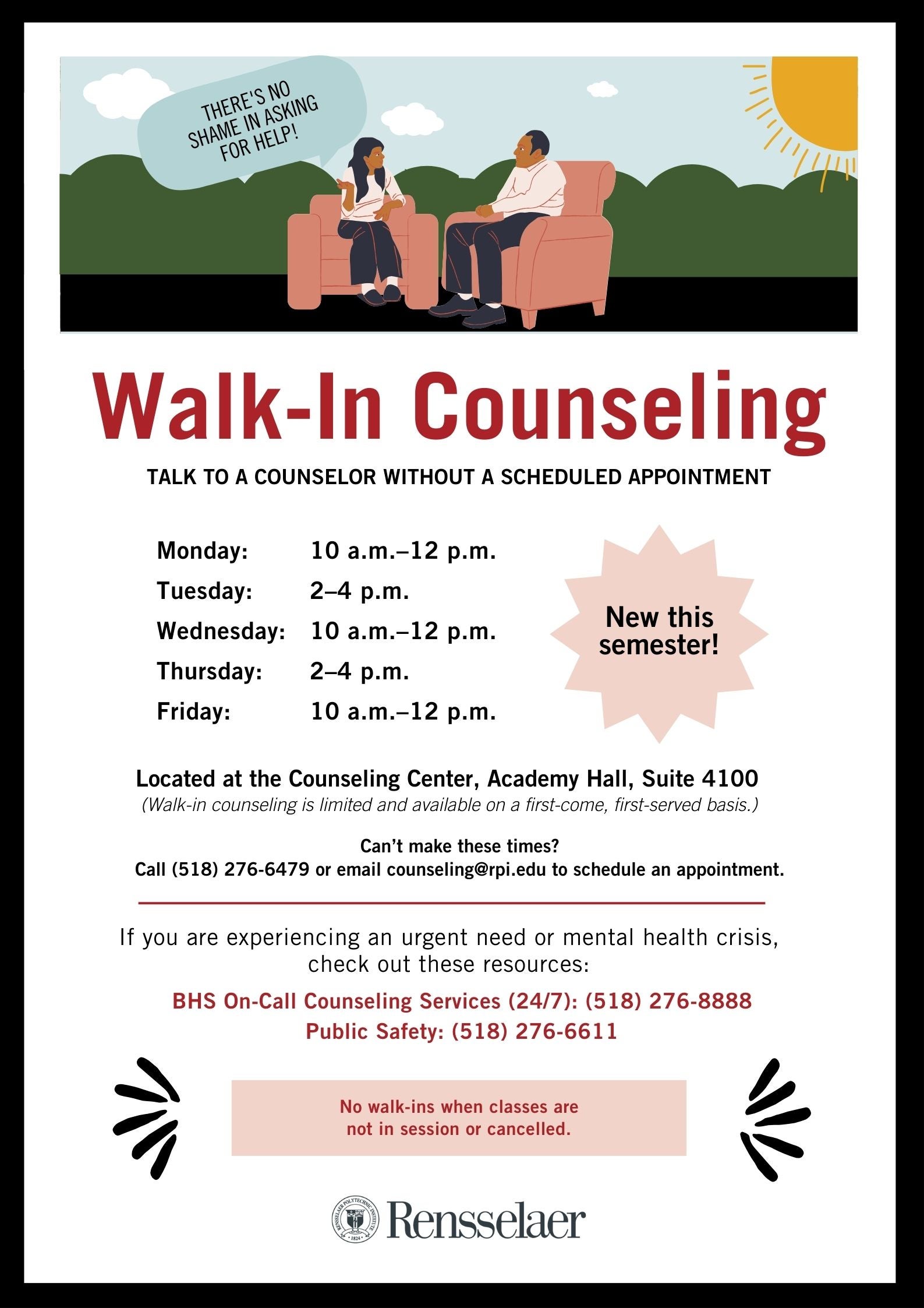 walk-in counseling flyer