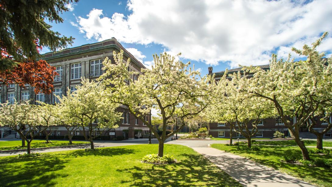 Exterior of RPI Campus During Spring